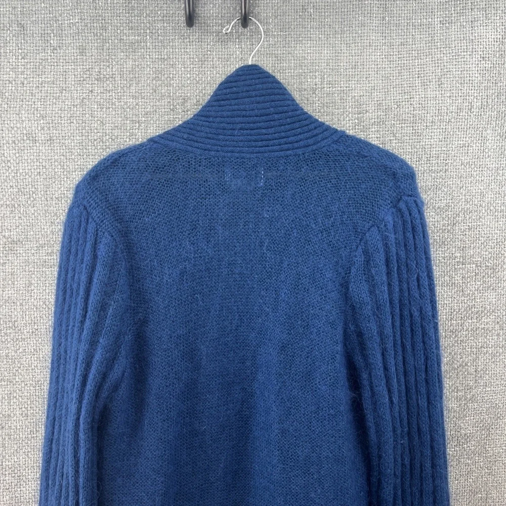 Cervelle Women's Med Blue Mohair‎ Wool Blend Beaded Floral Embroidery Cardigan